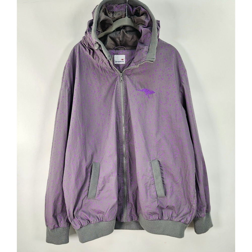 Vintage KangaRoos Zip Up Jacket Men's M Hooded Purple Grey